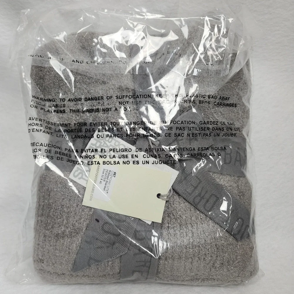 Barefoot Dreams CozyChic Lite Ribbed Blanket Unisex Kids Pewter Size 30x40